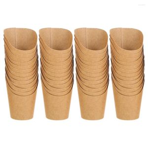 Tazas 50 PCS Utensilios de tazas de helado desechables topas de bocadillos de papel kraft de papas fritas mini contenedores de uso diario de uso diario