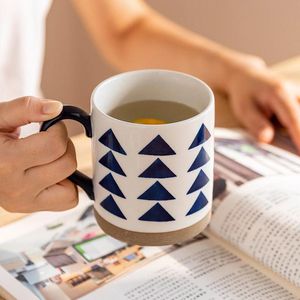 Tasses 500 ml de style japonais peint à la main en céramique tasse à café créative poterie grossière micro-ondes sans danger lait thé jus tasse d'eau avec poignée