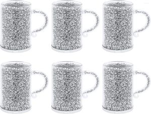 Tazas 6 unids / lote Cristales Taza de café Dink Glass 6 oz con asas para bebidas Latte Chocolate Diamond Espresso Cup Set