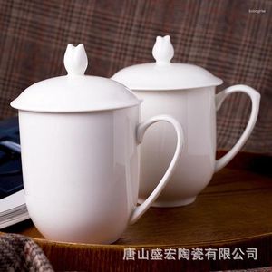 Tasses Bone China El Office White White Conference Tea the Cerramic Chinese Mug avec couverture Gift Business