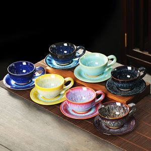 Tazas Ceramic Biln cambiadas de taza de café y platillo Conjunto creativo de desayuno chino Copas de desayuno chino Té de la tarde Utensilios de bebida 230817