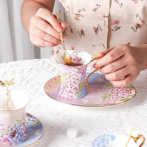Tasses chinoises en porcelaine, tasse à café en céramique de style jardin américain, fleur et oiseau