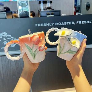 Tasses chinoises Creat Cups Ceramic Nordic Coffee Hand Tarred Colored Sgenced Juice Breakfast Breakfast Milk tasses.