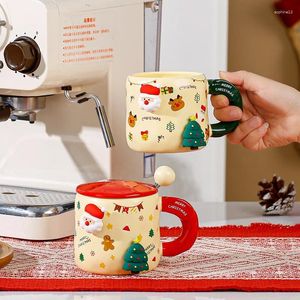 Tasses de Noël en céramique à thème tasse de café tasse d'eau petit déjeuner millier de cuisine maison de boisson à boire aimant adsorption poupée