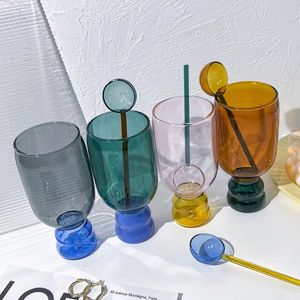 Tasses Coffret cadeau coloré tasse en verre avec cuillère tasse en verre tasses à café boire paquet cadeau d'anniversaire maison Vase décoratif verres à gobelet 231020