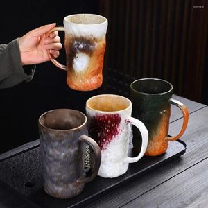 Tazas Taza de agua de cerámica creativa Horno Transmutación Taza de café Cerámica Oficina en casa Textura de glaciar Vaso Té de gran capacidad