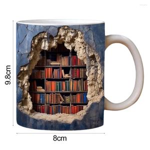 Tasses lave-vaisselle lecteur de tasse à café Safe Lecteur de tasse de bibliothèque 3D Unique Bibelle en céramique avec un cadeau de poignée pour les amoureux du livre
