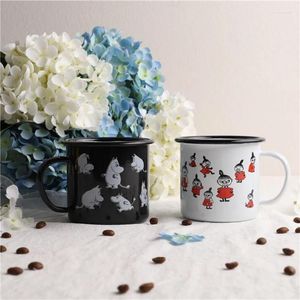 Tasses en émail Vintage, tasse noire en carbone fin, tasses pour enfants, tasse à lait