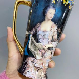 Tasses Style européen artistique peinture à l'huile céramique café cadeau bière tasse modèle occidental belle femme tasse