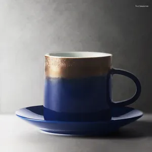 Tazas Taza de café de cerámica de estilo europeo con tareas creativas de la oficina de empuñadura de la bande