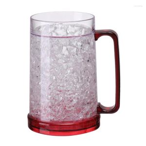 Tasses Congélateur Tasse De Bière Glacée Tasse De Vin De Refroidissement Transparent Double Paroi Gel Verres À Boire Givrés T5EF