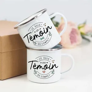 Tasses françaises imprimées en émail imprimé Bachelorette Party Coffee Vin Wine Mug Bridesmaid Man Cup de fiançailles Cadeaux de mariage pour témoin