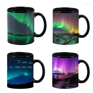 Tasses Tasse à changement de chaleur Céramique Café Northern Lights Design Magique Sensible Couleur Changement Tasse Pour Garçons Filles Hommes