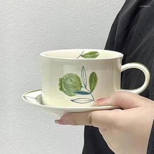 Tazas Alta belleza Taza de café medieval finlandesa Plato Granada Fruta Enorme Juego de té de la tarde retro coreano