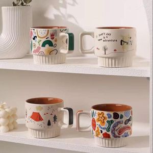 Tasses Haute beauté fleur champ tasse Design sens petite tasse à café avancé et exquis filles Ins Style créatif peinture bureau tasses