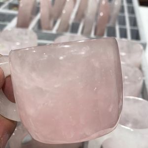 Tasses naturel Rose Quartz tasse cristal sculpté à la main boisson articles pierre thé café lait soucoupes cadeau artisanat décoration de la maison 231013