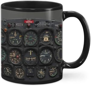 Tazas con indicador de piloto, taza de café de cerámica divertida, medidor de cubierta de vuelo de avión, regalos para hombres, mujeres, niños, cumpleaños, taza de té de Navidad 230629
