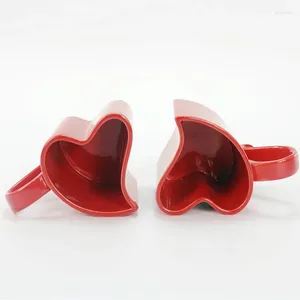 Tasses romantique rouge en forme de coeur tasse en céramique Couples café