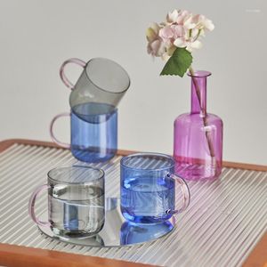 Lot de 2 tasses en verre borosilicaté résistant à la chaleur Verres à thé Jus de lait Tasse à café Tasse à café Maison Verres à eau 11 oz