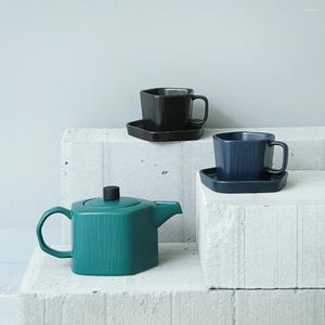 Tasses simples de thé en céramique de style japonais Green blanc vert tasse bleu tasse porcelaine de haute qualité avec soucoupe