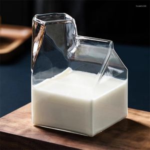 Tasses carrées en carton de lait en forme de boîte en verre, tasse de chocolat, tasse de café, petit déjeuner, cadeau créatif