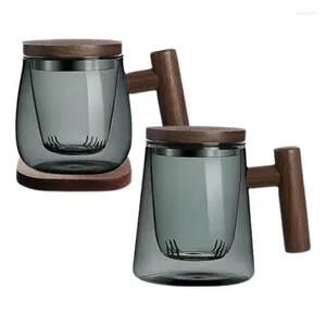 Tasses à thé avec infuseur et couvercle en verre portable filtrant la passoire de trempage pour la feuille de feuille en vrac