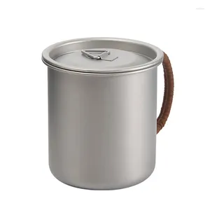 Tazas Taza de metal de titanio Taza de café Olla para acampar al aire libre Ollas para cocinar Picnic Colgar 450 ml Bebida Puede hervir agua