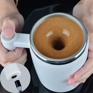 Tazas USB Taza magnética autoagitadora automática 304 Acero inoxidable Mezclador de leche de café inteligente Taza agitadora Licuadora térmica Botella de agua de regalo 230224