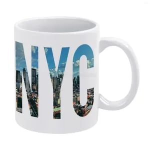 Tazas de la ciudad de York.MUG WHITE Custom Funny Tea Cup Regalo Café personalizado NYC America USA Sky Buildings s