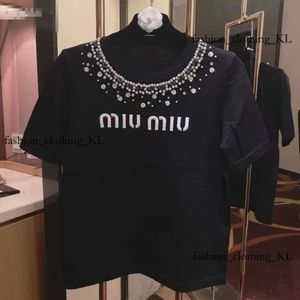 MUIMUI THICHA Diseñadora Mujeres Fashion Tiende Spring New Rhinestone Decoración de algodón puro Camiseta de manga corta 761 Mui Muis Sun Glasses T Shirt