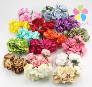Bouquet de fleurs de roses en papier de mûrier/fleur de mariage à tige métallique D027020001