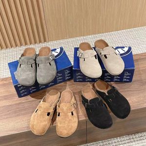 Top qualité Bostons Casual Shoe Slide Daim Sabots Plate-forme de fourrure Chaussures Pantoufles Sandal Hommes Luxurys Extérieur Cork Tazz Plat Femme Mule Designer Sliders Clog BK Slipper