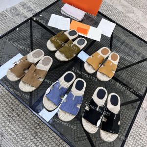 Mules Mens Designer glisse Izmir tissage de cassandra pantoufles en lin sandales à talons plats éraflures Fashion Outdoor Beach Shoe 58864