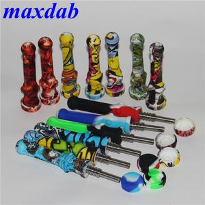 Pipes à fumer multicolores Silicone Nectar Bong 14mm Joint avec GR2 Titanium Nails Silicon Caps Oil Rigs