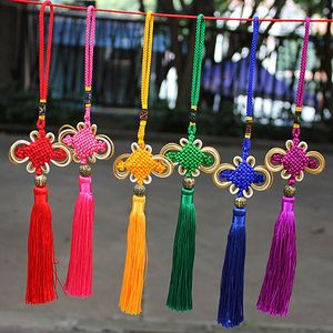 Multi-couleur de bon augure noeud chinois gland porte-clés de haute qualité sangles de téléphone portable sac à main de voiture pendentif bijoux décoration 26CM accessoire de bricolage