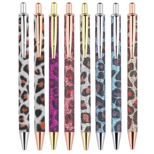 Bolígrafo con estampado de leopardo y prensa de metal multicolor, bolígrafo de oficina para estudiantes DIY, regalos de vacaciones LK0074