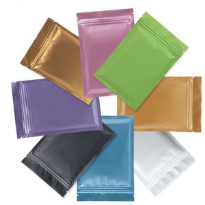 Sac en plastique multicolore à fermeture éclair auto-scellant, sacs d'emballage refermables en aluminium, pochette de rangement anti-odeur pour aliments, thé et café