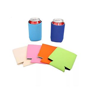 Multi colores en blanco neopreno plegable Stubby Holders Beer Cooler Bags para vino latas de comida cubierta LX2777