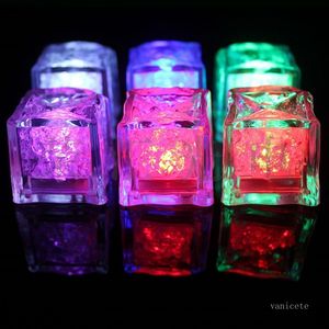 Multi colores Mini decoración romántica luminosa LED cubo de hielo artificial luz de flash boda decoración de fiesta de Navidad T2I51770