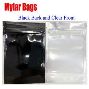 Bolsa de Mylar resellable transparente negra multifunción Envasado de alimentos Bolsa de pie Bolsas de plástico con cierre de cremallera Bolsa a prueba de olores Para flores de hierbas secas