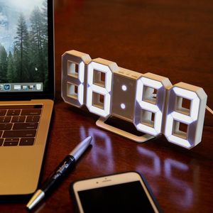 Réveils LED multifonctions 3D stéréo fonctionnement silencieux affichage de la température décoration de la maison Design moderne horloge murale de Table numérique