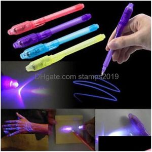 Stylos multifonctions en gros 2 en 1 lumière UV magique invisible papeterie créative encre en plastique surligneur marqueur stylo école bureau B Dhn2H