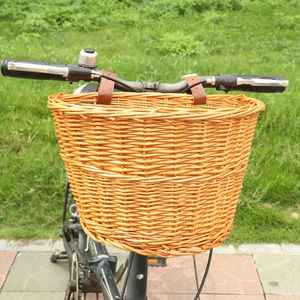 Cesta de bicicleta de ratán multifuncional Bolsa de alforja delantera Práctico Durable Scooter Manillar Contenedor de almacenamiento Accesorios para bicicletas 240301