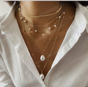 Multi couche Imitation perle pendentif collier pour femmes mode coréenne 2022 mariage collier ensemble femme bijoux à la mode filles cadeau