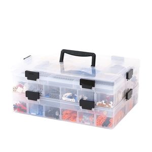 Blocs de construction en couches multicouches Lego Toys Grande capacité Hand Kids Storage Case Clear Plastic Organizer Box Dispensing 210922