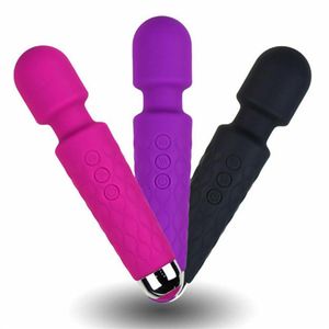 Baguette de massage en Silicone à plusieurs vitesses, vibrateur magique pour tout le corps, étanche, rechargeable par USB, 247S