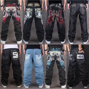 Multi-style grande taille hommes HIPHOP broderie droite ample décontracté Skateboard pantalon Plus loisirs jean Streetwear pantalons longs