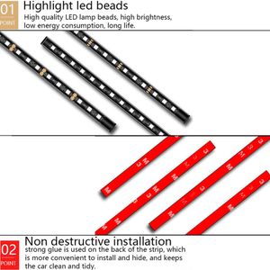 Multicolor Car 48 LED 4 IN1 ATMOSPHERE INTÉRIEUR LUMIÈRES DES DASH STROIVE LETTRES LUMINES ADAPTER