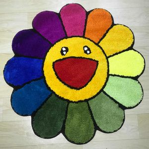 Multicolor Flower Tufting Rug INS Cartoon Home Decor Carpet Soft Plush Anti-slip Living Room Bedroom Floor Mat Girls Gifts Rug HKD230809