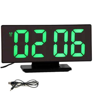 Réveil numérique multifonction LED miroir horloges électroniques grand écran LCD horloge de table numérique avec calendrier de température 211112